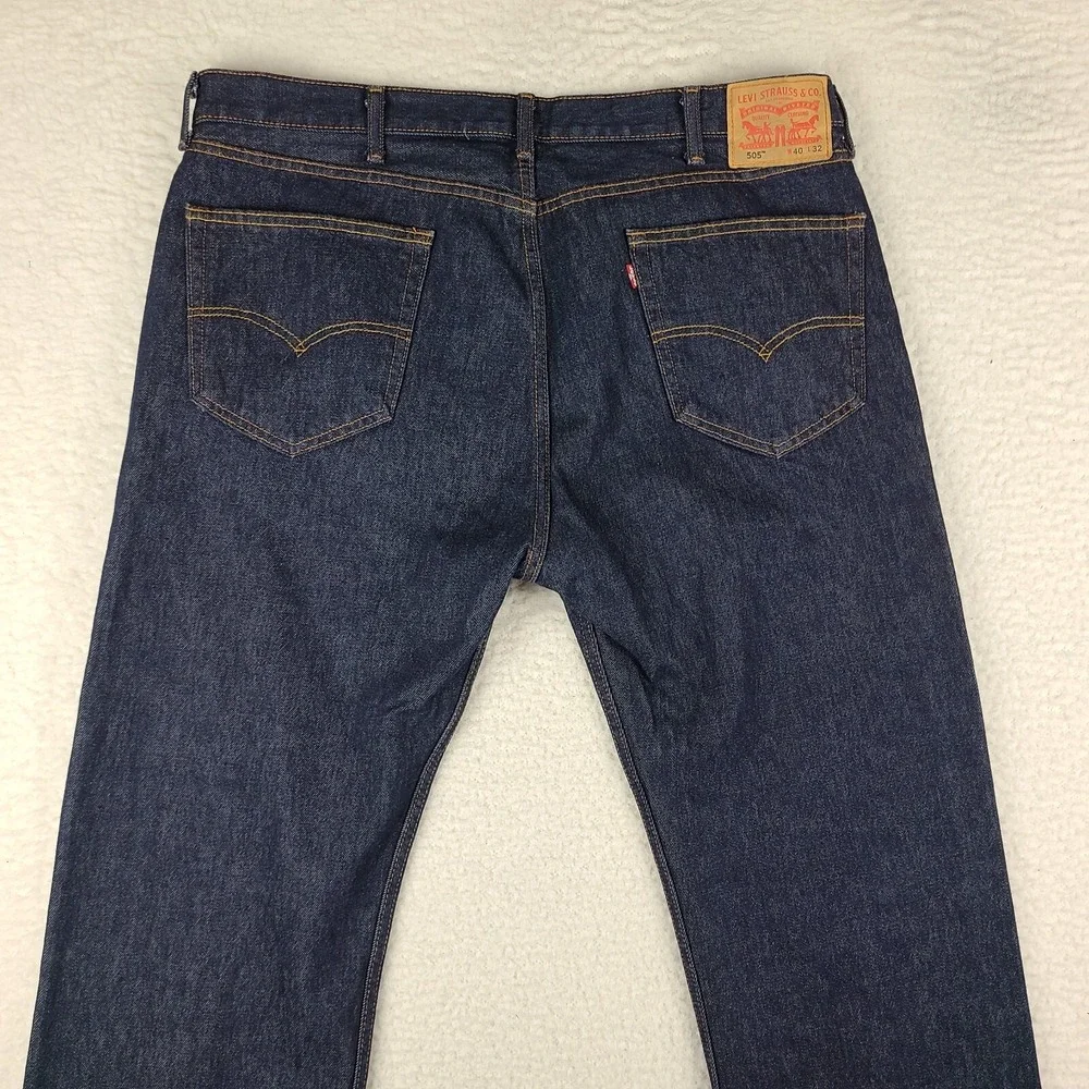 Levi's 505 Jeans Mens 40 x 32‎ Straight Leg 100% Cotton Blue Dark Wash